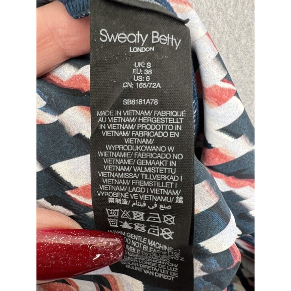 Sweaty Betty Leggings 7/8 Length Rapid Run Blue Spliced Mirage Print Size 6 - Picture 13 of 16